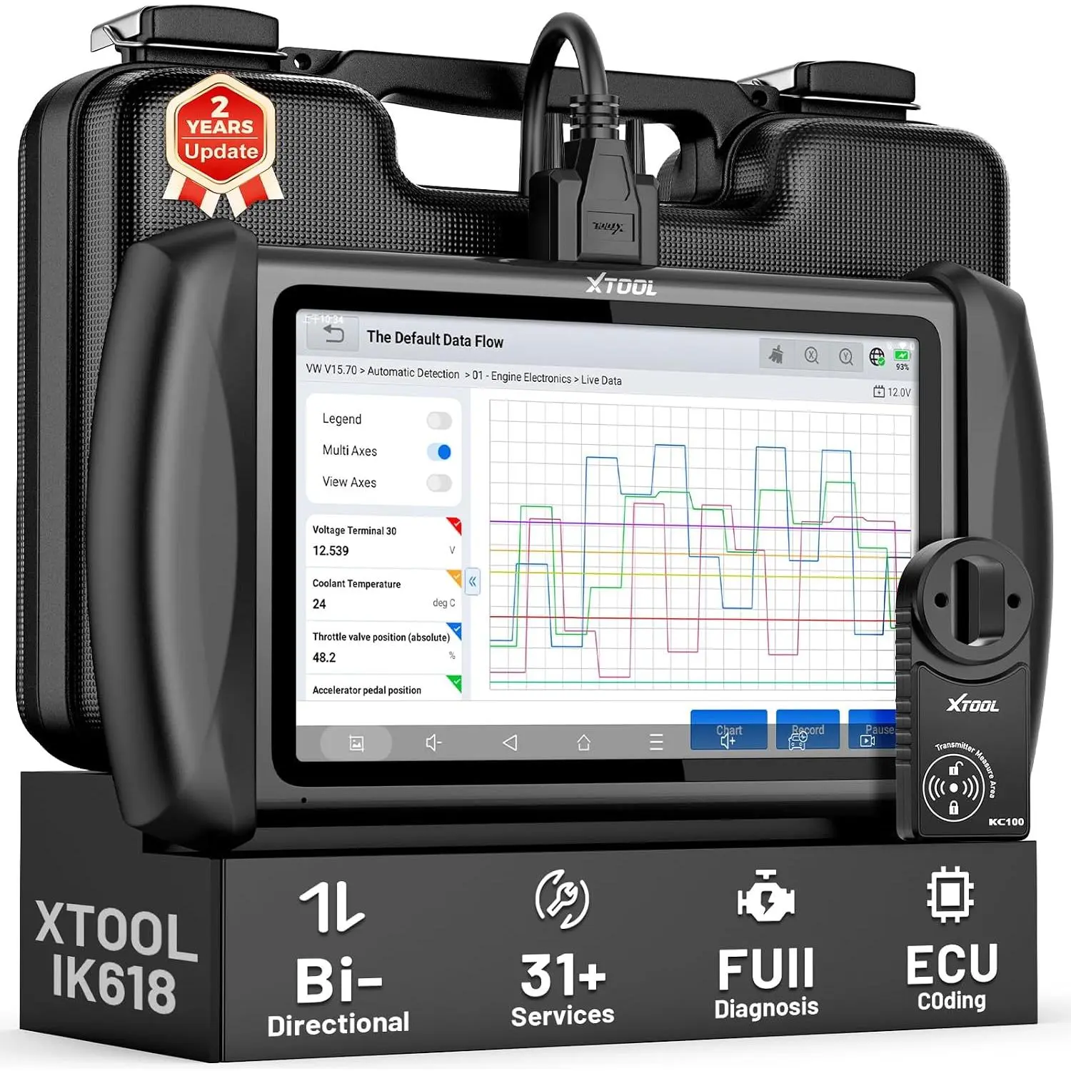 XTOOL IK618 Bidirectional Scan Tool with KC100 Adapter, ECU Coding XTOOL IK618 Bidirectional Scan Tool with KC100 Adapter, ECU Coding