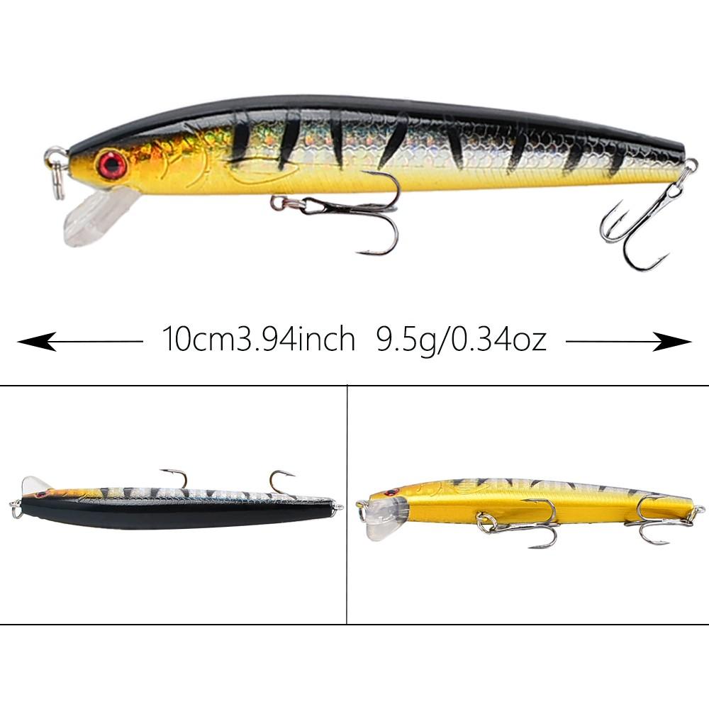 10pcs Premium Minnow Fishing Lure Set, Fishing Lure Kit, 3.94in/0.34oz Durable ABS Body, for Sea & Carp Fishing