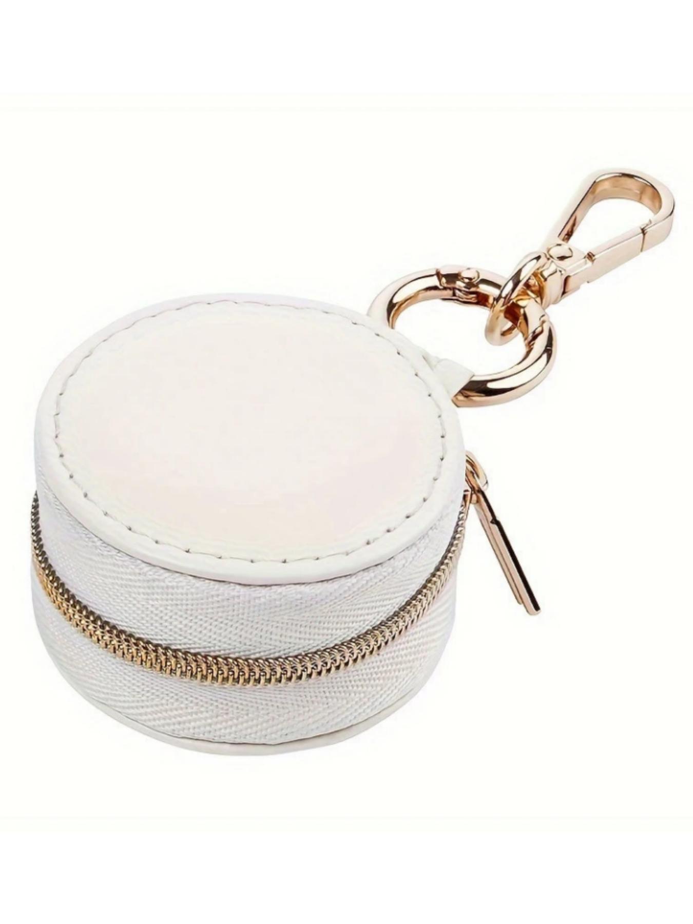 PU Leather Mini Jewelry Box Keychain, Portable Simple Accessory Holder, Travel Bag Pendant, Women's Earrings Rings Storage Case