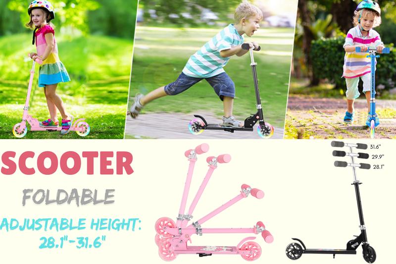 Kick Scooter for Kids 3-10 with Flashing Wheels Heights Adjustable Handlebar, Children's Day Birthday Christmas New Year Gift for Kids Kick Scooter for Kids 3-10 with Flashing Wheels Heights Adjustable Handlebar, Children's Day Birthday Christmas New Year Gift for Kids