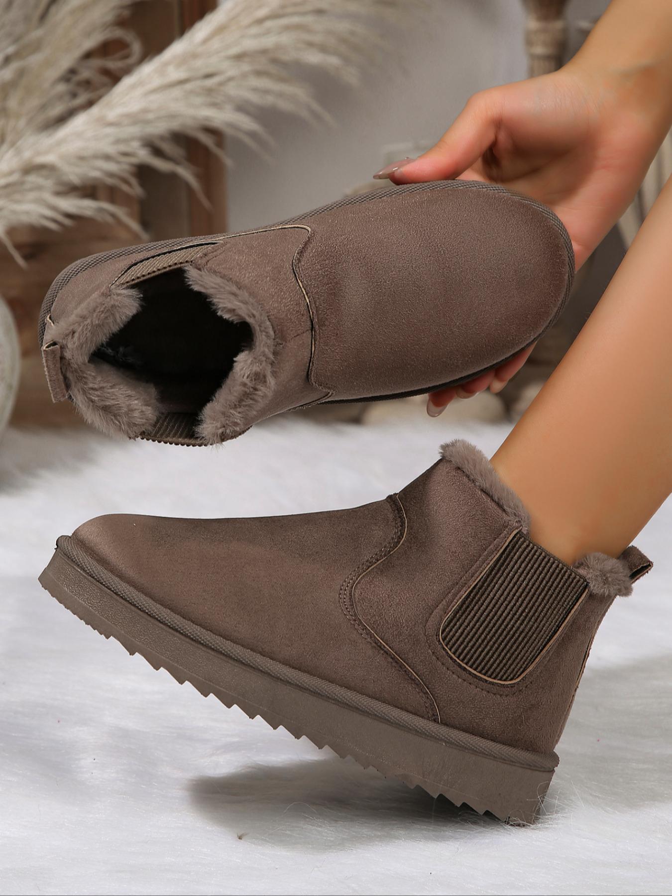 Women's Winter Casual Ankle Boots, Thick Sole Snow Boots, Warm Home & Outdoor Use, Fashionable Round Toe Short Boots, Winter Shoes