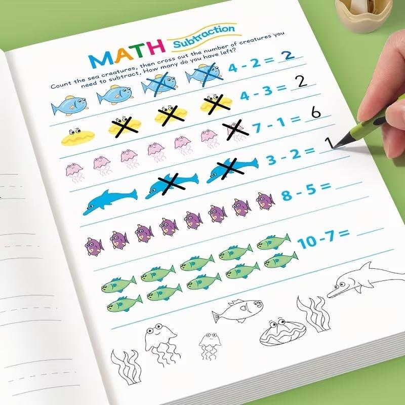 64 Pages Mental Math Workbook Set, Addition & Subtraction Up to 10, Suitable for 3-6 Years Old, Fun Learning Activities for Classroom & Home