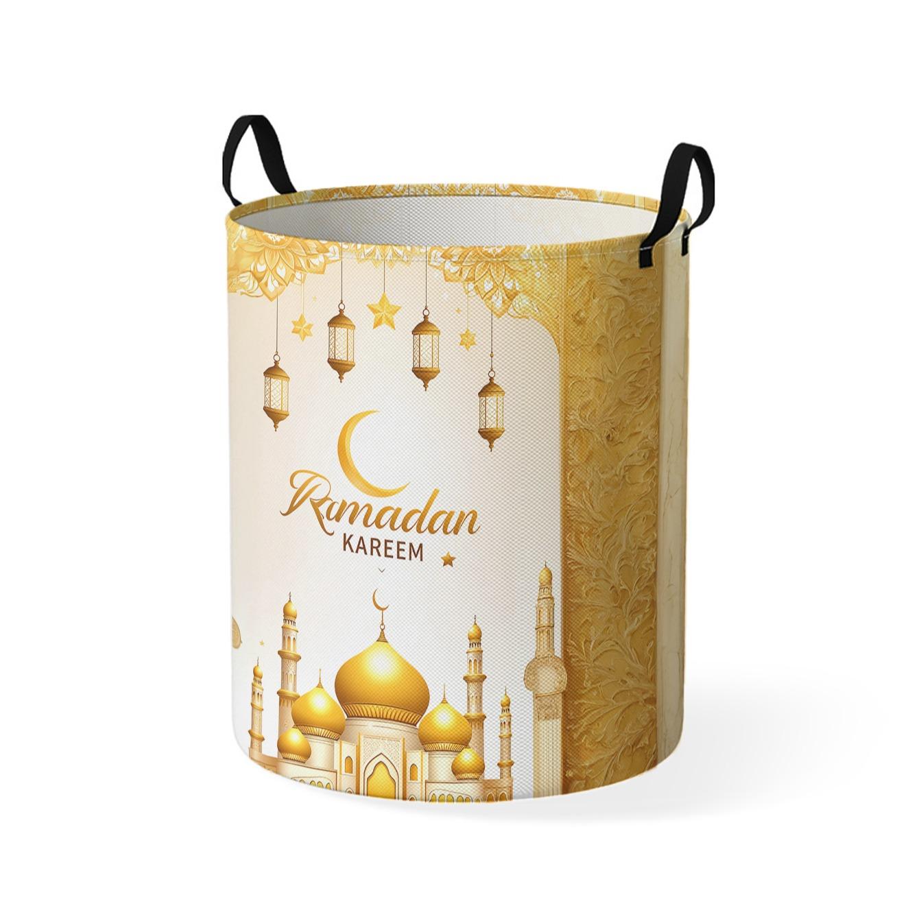 Castle Print Laundry Basket with Handle, Durable Halloween Home Foldable Dirty Clothes Storage, Large Capacity Toy Organizer