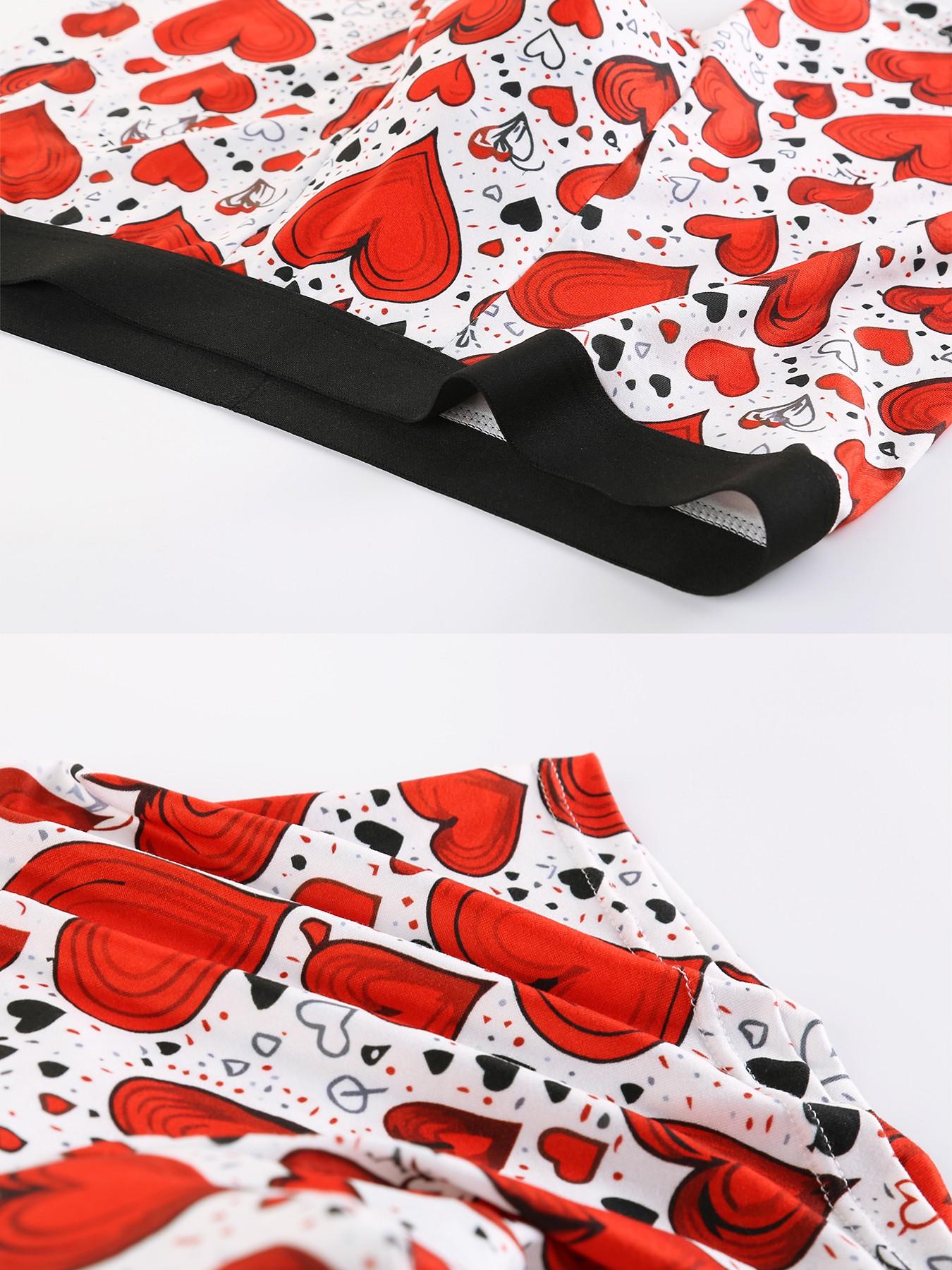 Men's Valentine's Day Briefs, Heart Pattern Print Underwear, Comfortable Elastic Waist, Casual Fitted Style, Romantic Gift for Partner