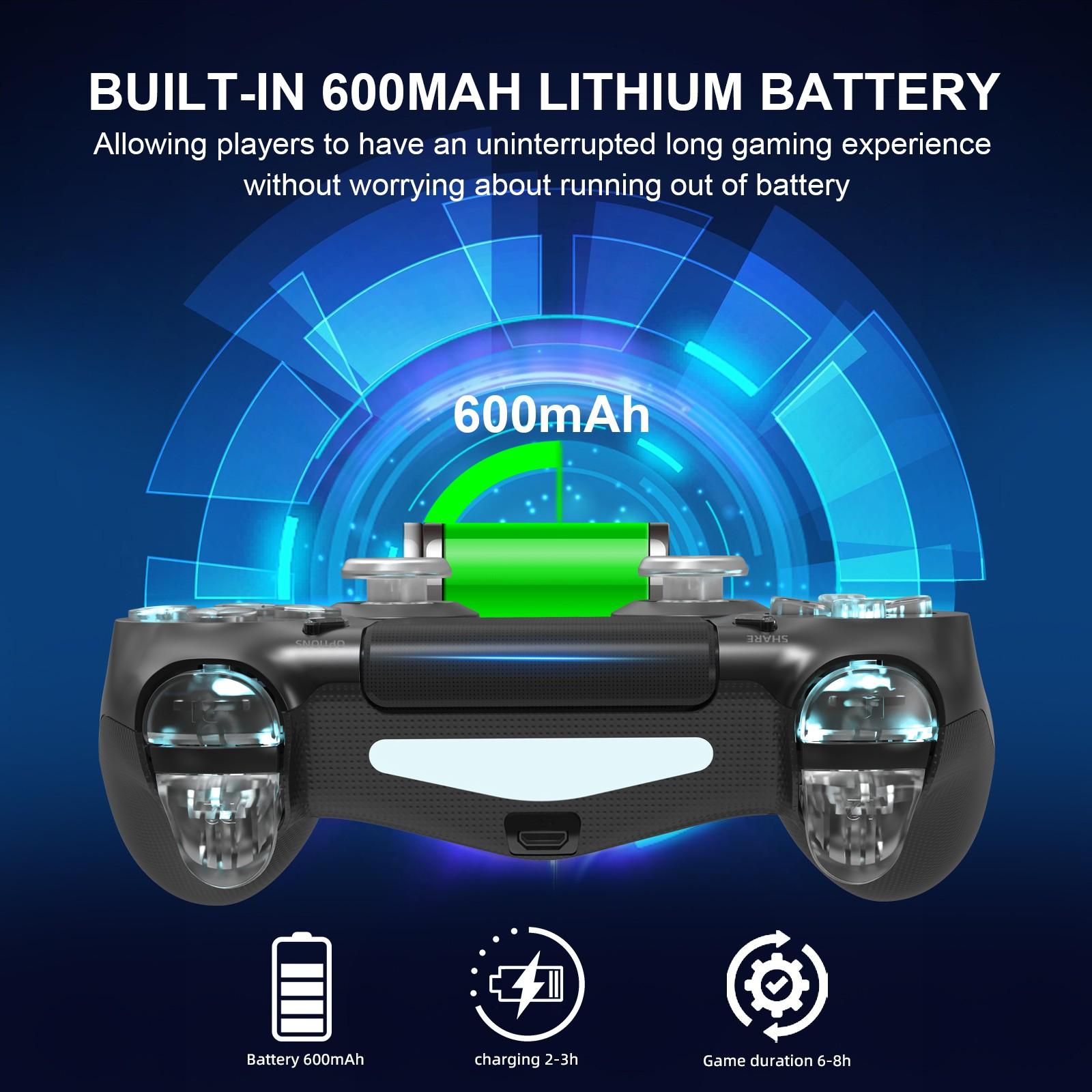 Wireless RGB Gaming Controller with Tri-Color Lighting Compatible with PS4, PS3, and PC RGB Lighting, LED Bluetooth Gaming Controller Six-Axis Gyroscope, Dual Vibration Feedback