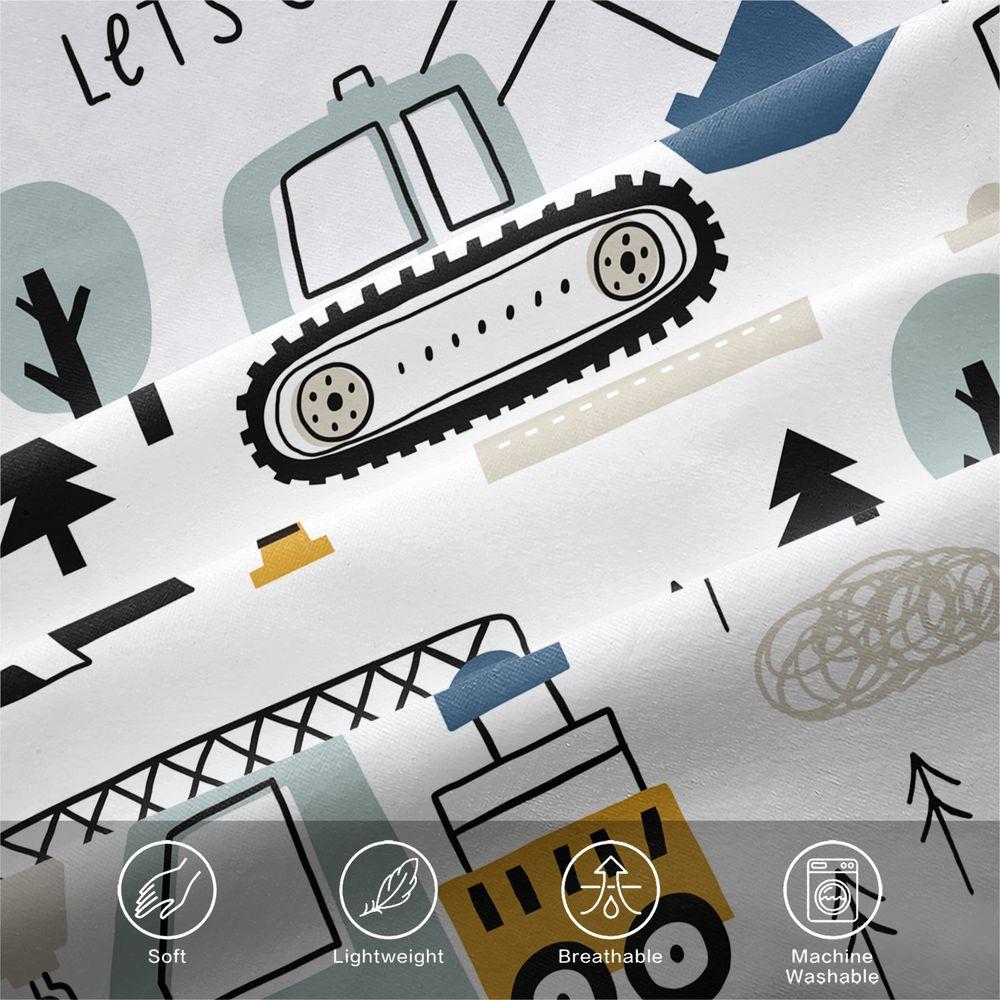 2/3Pcs Kids Construction Duvet Cover Set, Cute Cartoon Trucks Bedding Set, Boys Bedroom Decor Duvet Cover with Pillowcase, Soft Breathable Bedding for Toddler Kids Room No Fillers