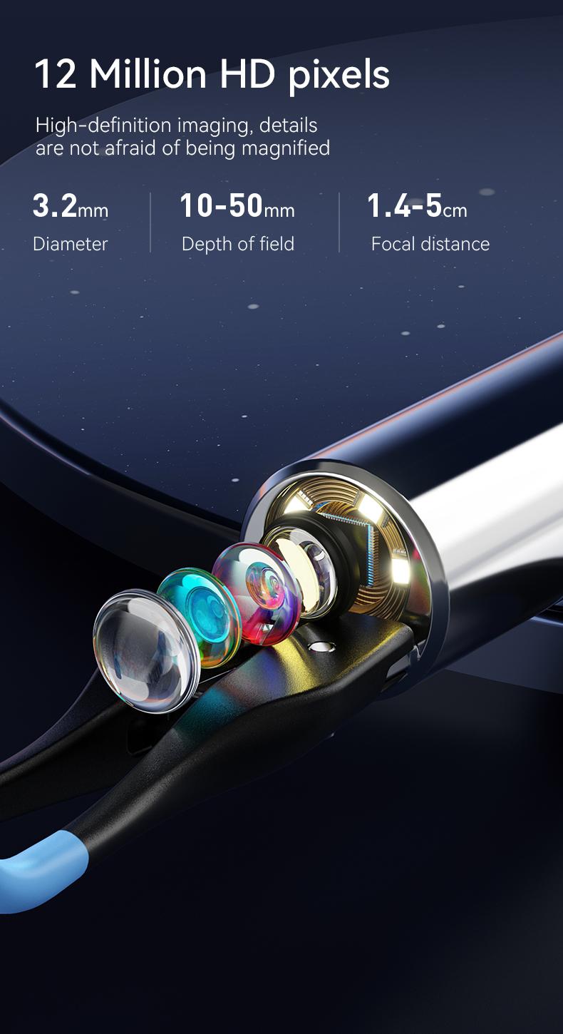 2026 Upgrade Silicone Ear Wax Removal Kit with 12 MP HD Camera, Portable 360° Wide-Angle Ear Cleaner, Type-C Rechargeable, Waterproof Endoscope for iOS & Android, Earwax Remover for Adults