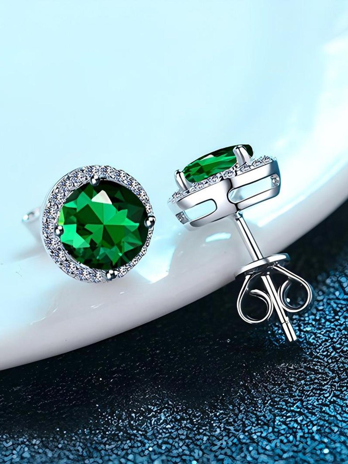 S925 Sterling Silver Synthetic Moissanite Earrings, Round Shaped Earrings for Women & Men, Trendy All-match & Exquisite Jewelry for Birthday Gift