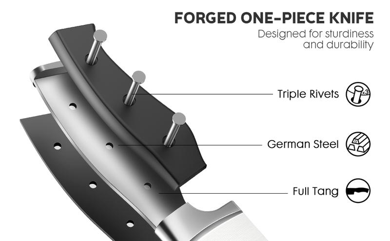 ASETY 15 PCS Kitchen Knives Set with Block NSF Built-in cooking Knife Sharpener Block German Stainless Steel Knife Block Set Full Tang professional Chef Knife Set Food sharp steak knife Meat Boning set for men's box gift Wooden Block Handles Holder