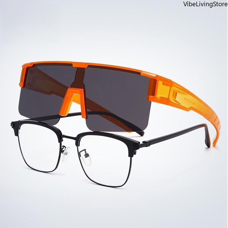 Fit-Over Clip-On Sunglasses, 2-in-1 Combo UV400 Protection Windproof Anti-Glare Sports Glasses