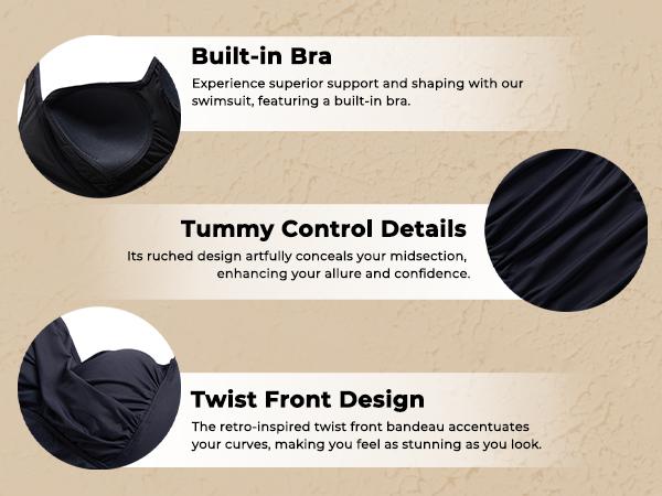 Tempt Me Women Tummy Control One Piece Swimsuits with Shorts Boyleg Retro Bathing Suit Halter Swimwear