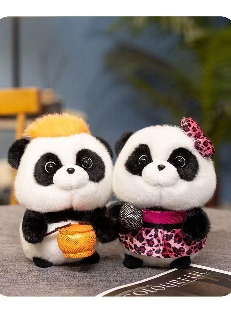 18cm New Simulated Music Panda Doll Stuffed Plush Toy Pillow Handmade Cartoon Anime Suitable Children's Birthday Gift Fun Doll