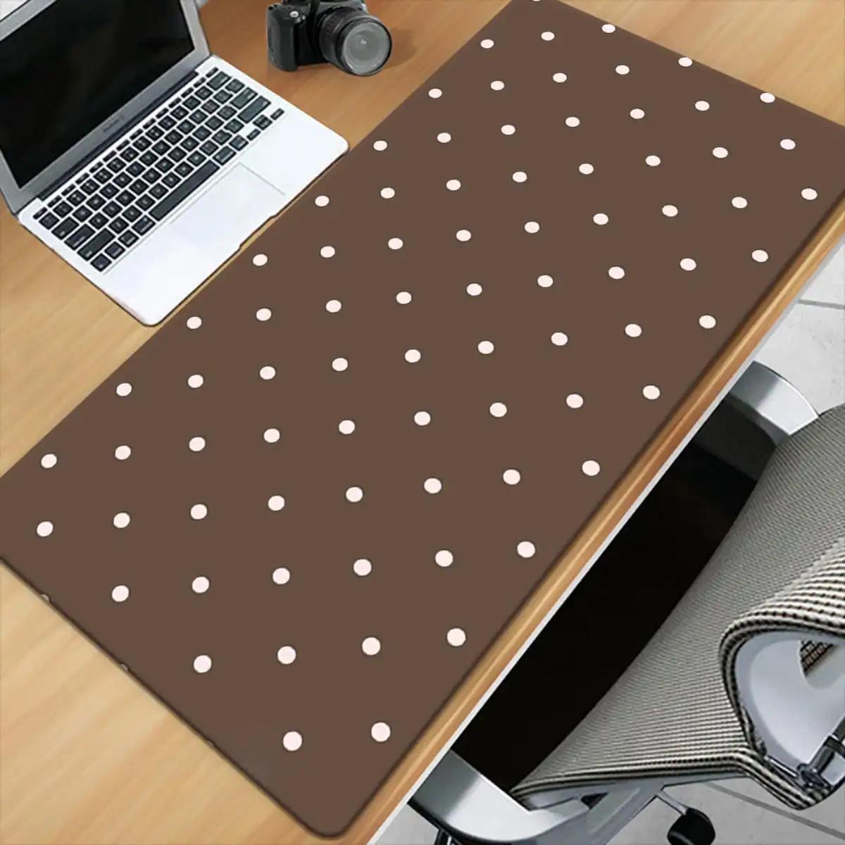 Brown and White Polka Dot Mouse Pad, 1pc, Multi-Function Gaming Mouse Pad and Keyboard Tray, Suitable for PC and Office Computers, Ideal Gift for Gamers, Family and Friends