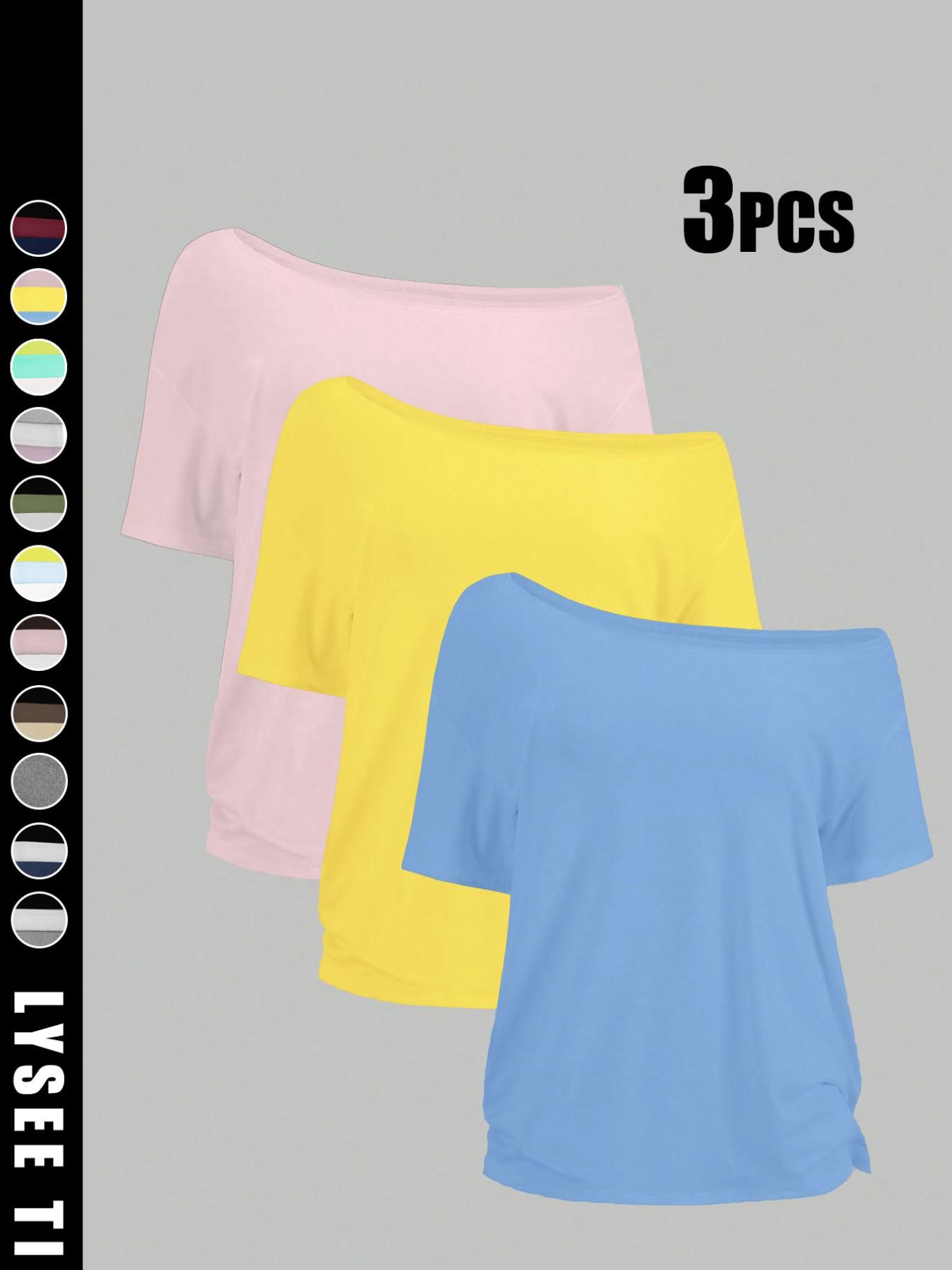 Women's Solid Color Tee, Casual Basic Short Sleeve T-shirt for Daily Wear, Ladies Clothes for All Seasons