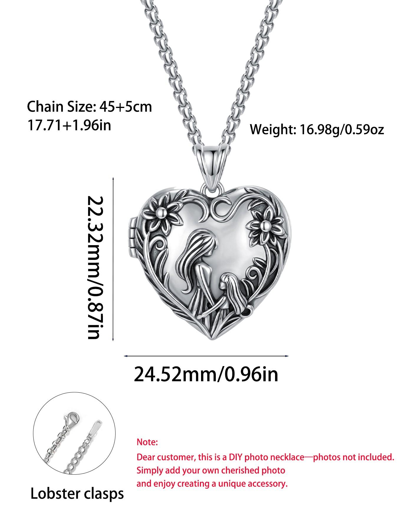 Personalized Mom and Daughter Heart Box Necklace, Customizable Photo Jewelry Gift Set, Mother's Day Christmas Birthday Present