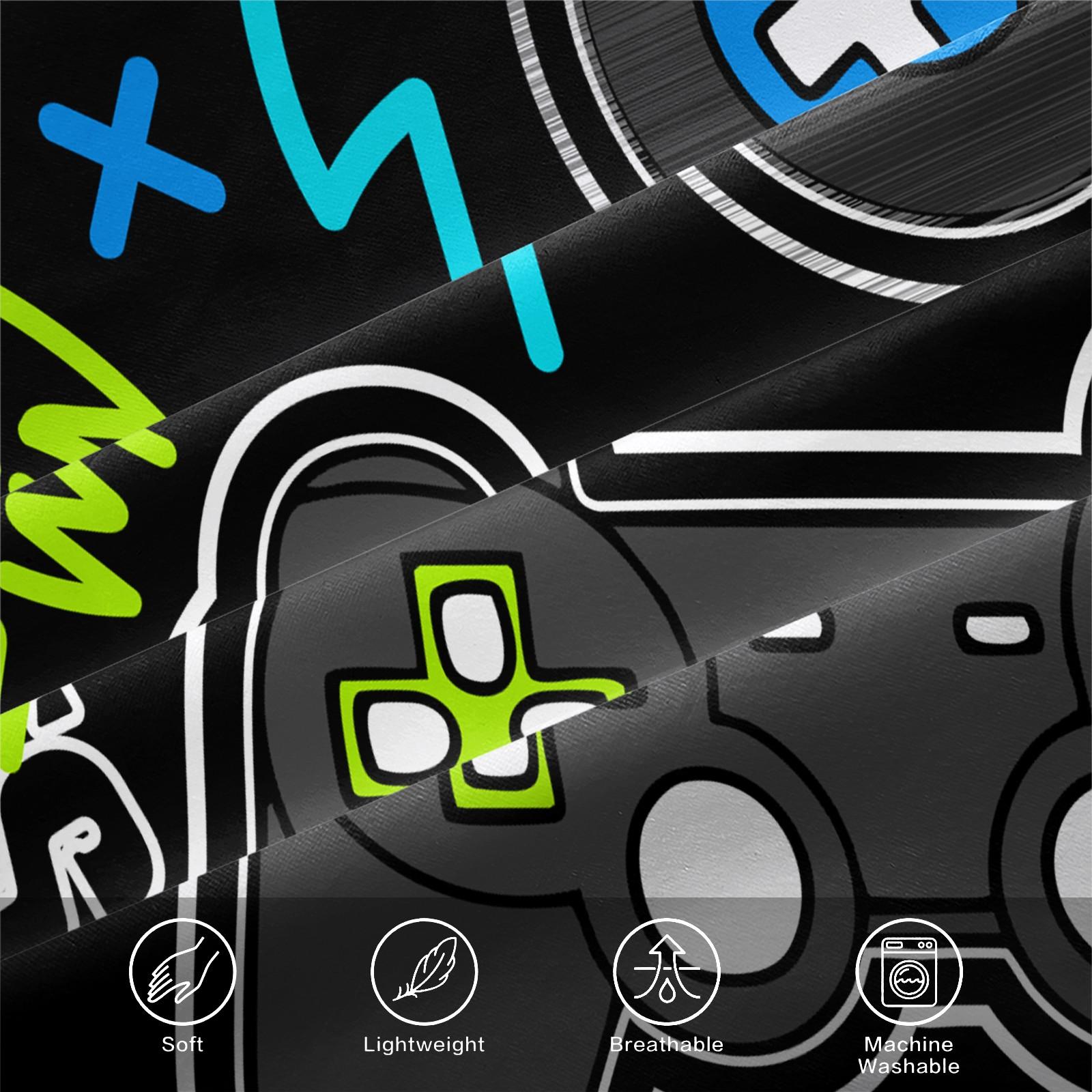 3 Piece Gamer Fitted Sheet Set, 1 Fitted Sheet + 2 Pillowcases, Cool Game Controller Bedding for Boys Teens Gamers, Gaming Room Decor for Kids Bedroom Dorm, Ideal Gift for Video Game Lovers