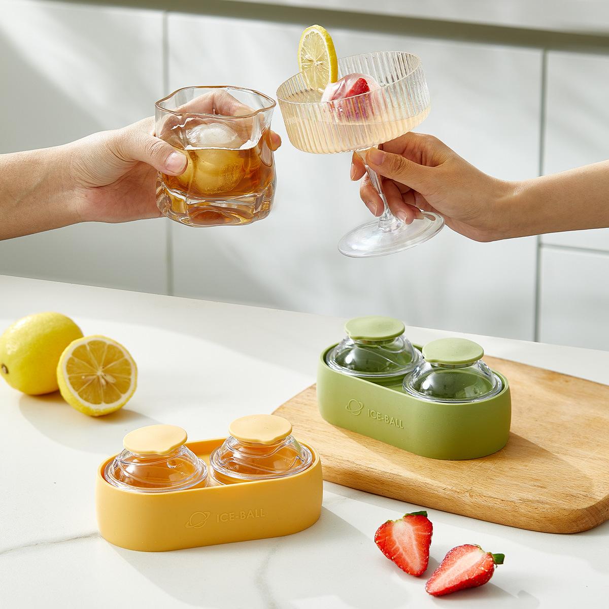 Whiskey Ice Ball Mold, Round Shape Freezer Tray, Silicone Ice Cube Maker, Refrigerator Ice Storage Box, Essential Kitchen Tool