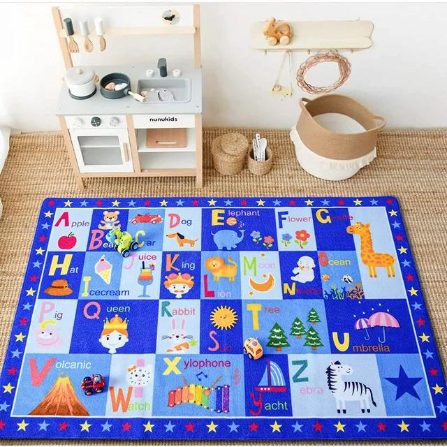 LOCHAS Kids Games Rug Animal Carpet ABC Educational Rug Mat Kids Area Rug for Playroom,Bedroom,Nursery Room, Non-slip Interaction Baby