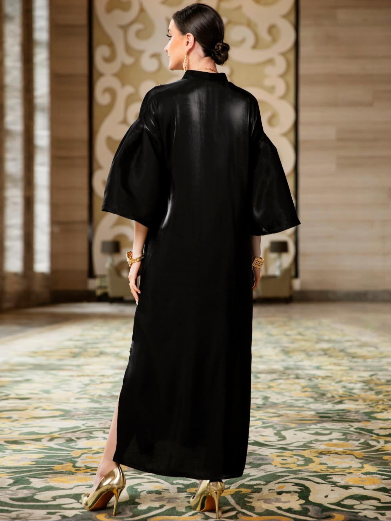 Handmade Lace Abaya for Women, Middle Eastern Long Robe, Elegant Hand Sewn Design, Traditional Arabic Clothing, Comfortable and Stylish, Modesty Muslim Clothing