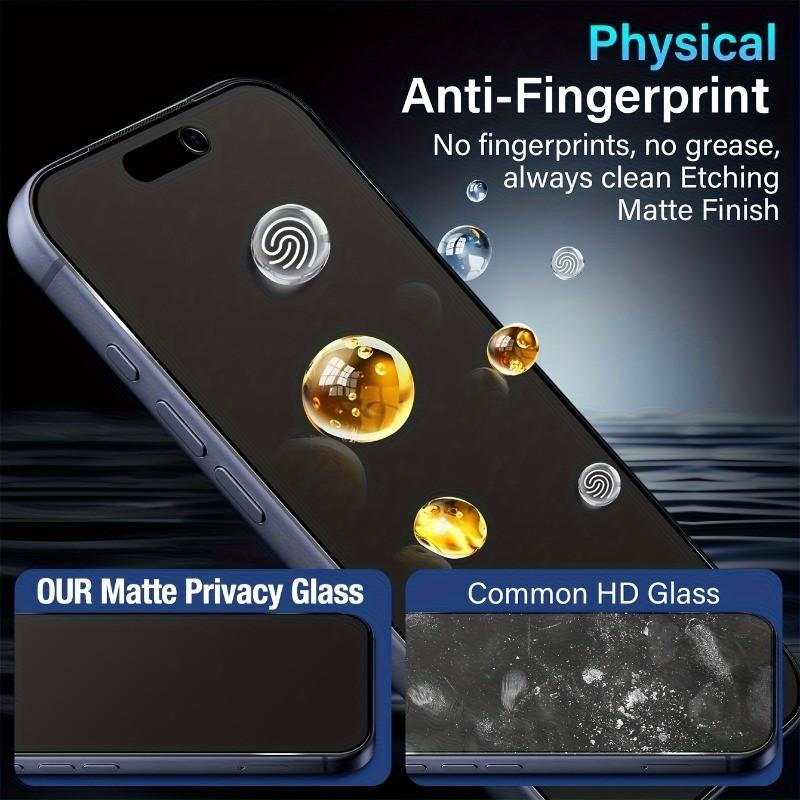 2-Pack Matte Privacy Screen Protector, Easy Alignment Kit, Compatible with iPhone 17/16 Pro Max/15 Pro/14/13 Pro/12/11/x/XS Max/XR, 9h+ Tempered Glass, Anti-Fingerprint, Face ID Compatible, Seamless Fit