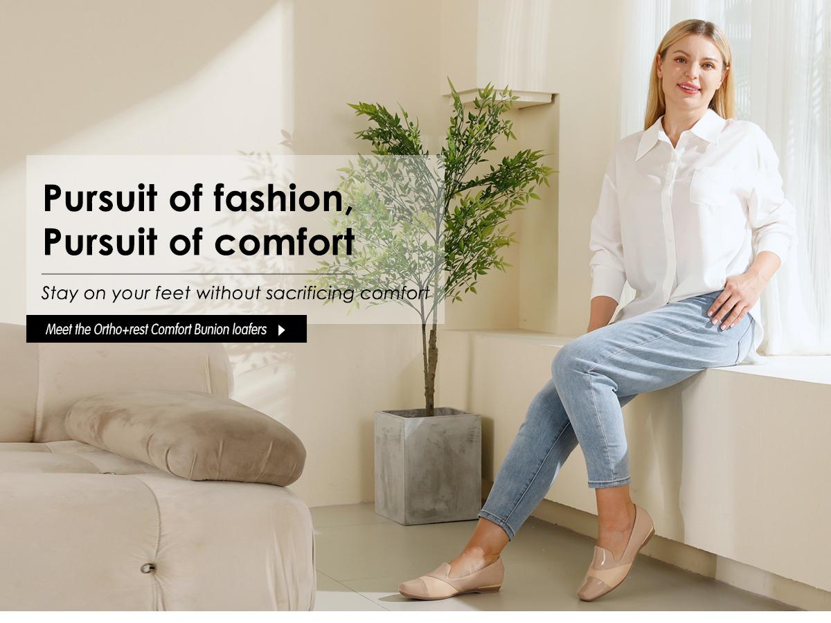 Ortho+rest Women Orthopedic Dress Shoes Bunions Loafers Slip On Orthotic Shoes Girl Black