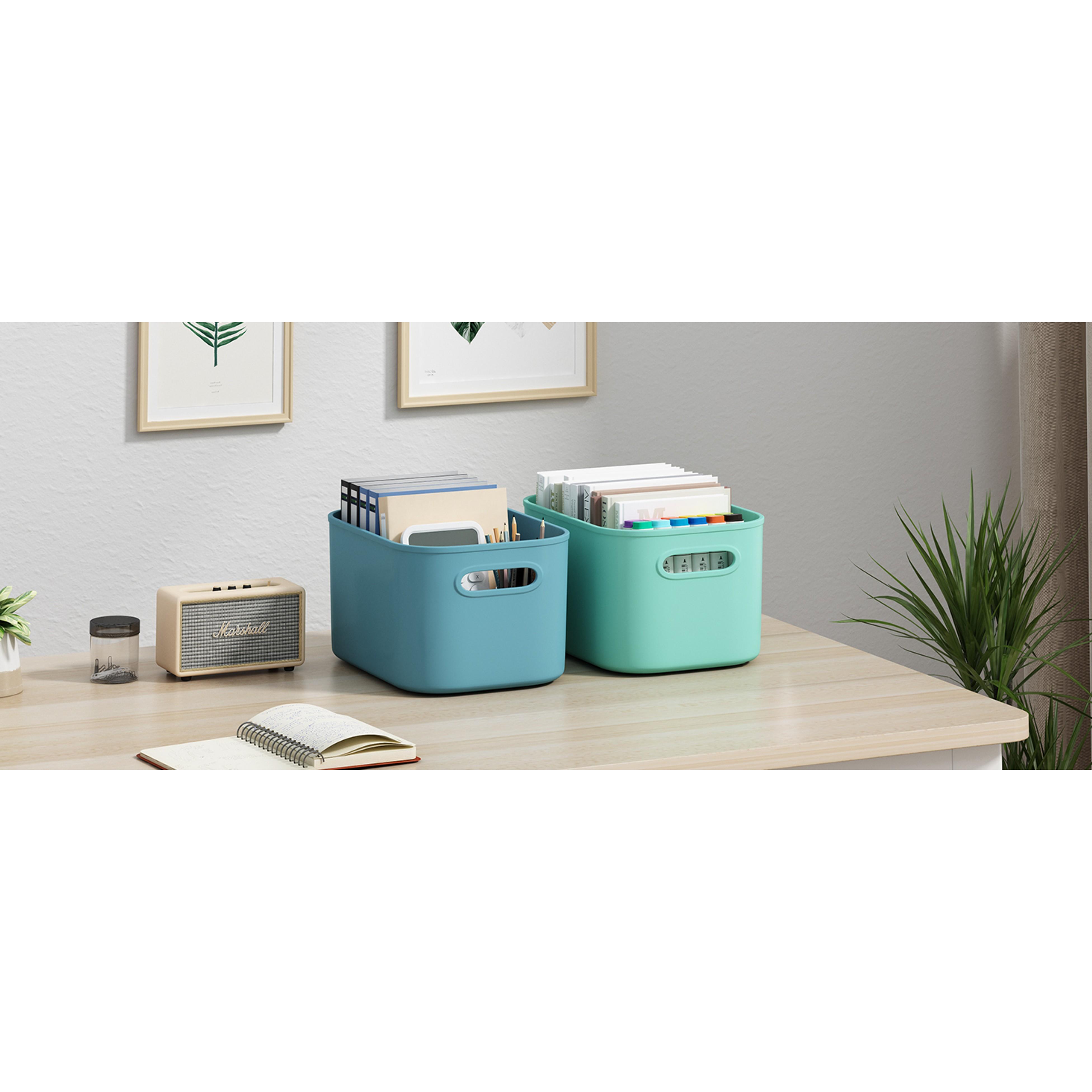 8-Pack Plastic Colorful Stackable Storage Bins with Lids & Handles - Home Organiser for Cabinet, Laundry Room, Shelves; 9.85x6.9x5.7in Craft/Snack Storage Containers