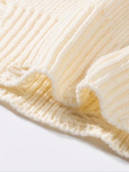 Men's Street Style Long Sleeve Crewneck Sweater, French Oil Painting Print, Raw Hem Design, Casual Loose Fit Knitwear for Spring & Fall