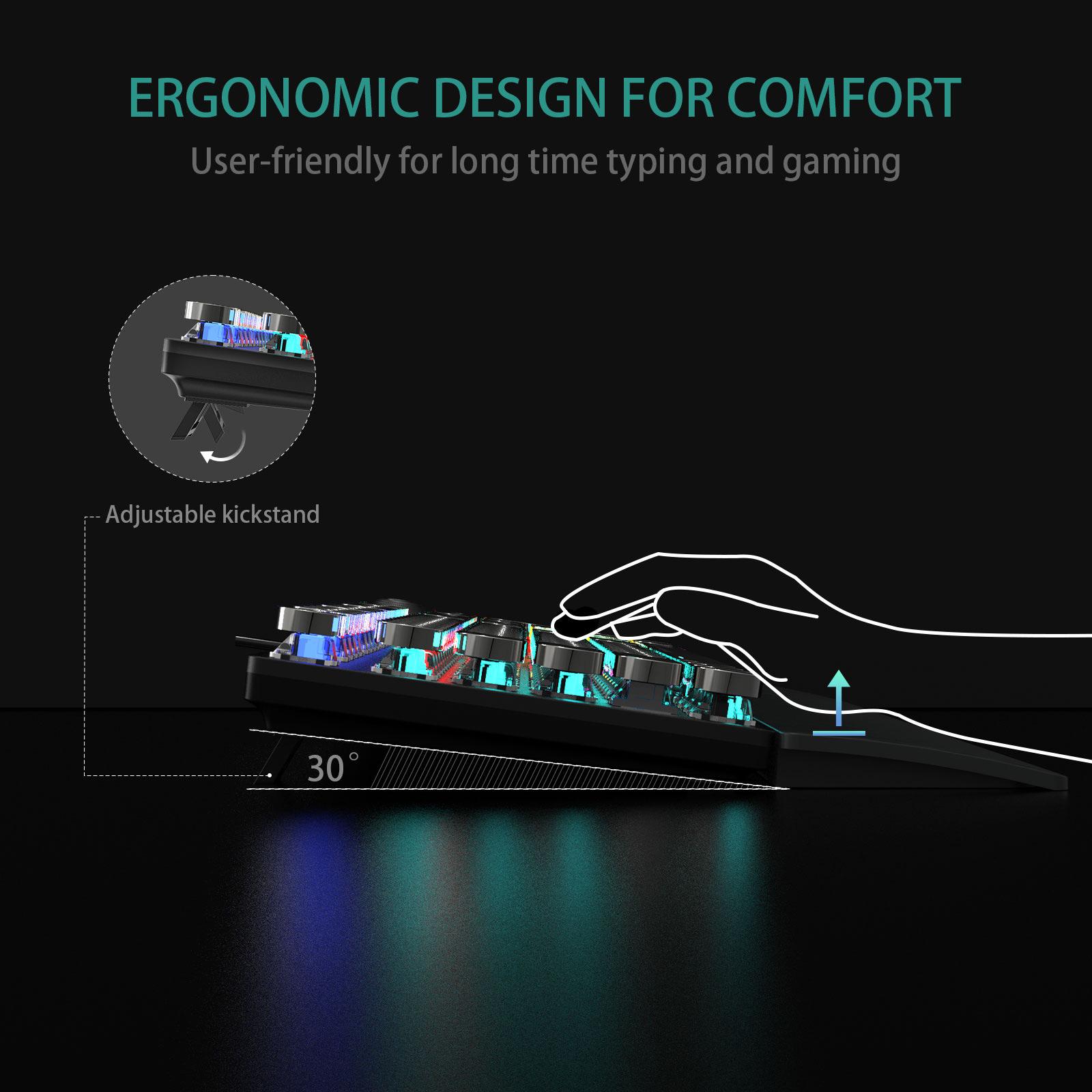 AULA F2088 Full Size Wired Transparent Mechanical Gaming Keyboard Typewriter Style, Blue Switches,Rainbow LED Backlit,Removable Wrist Rest,Media Control Knob,Retro Punk Round Keycaps,USB Computer Keyboard TikTokShopfalldealsforyou