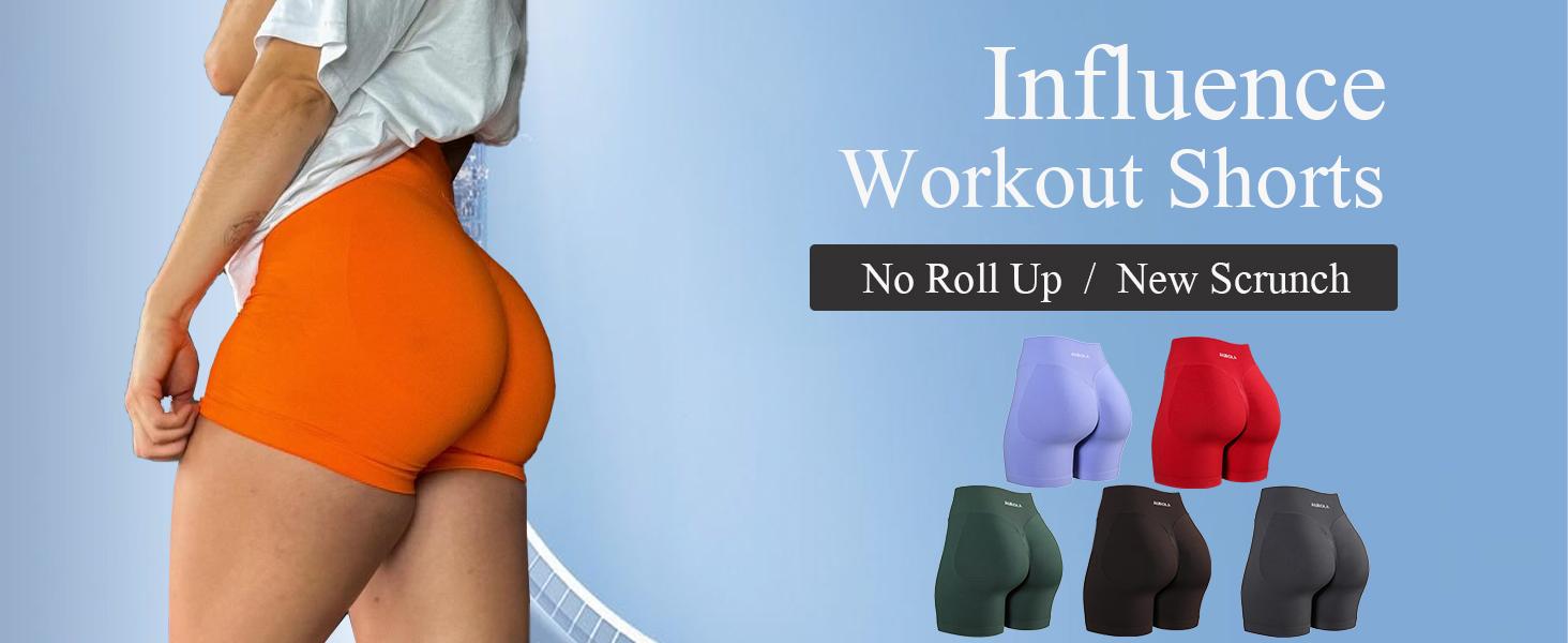 AUROLA Influence Collection Workout Shorts for Women,No Roll Up Squat Proof New Scrunch Seamless Compression Gym Short  2.5" Inseam SpringStatements