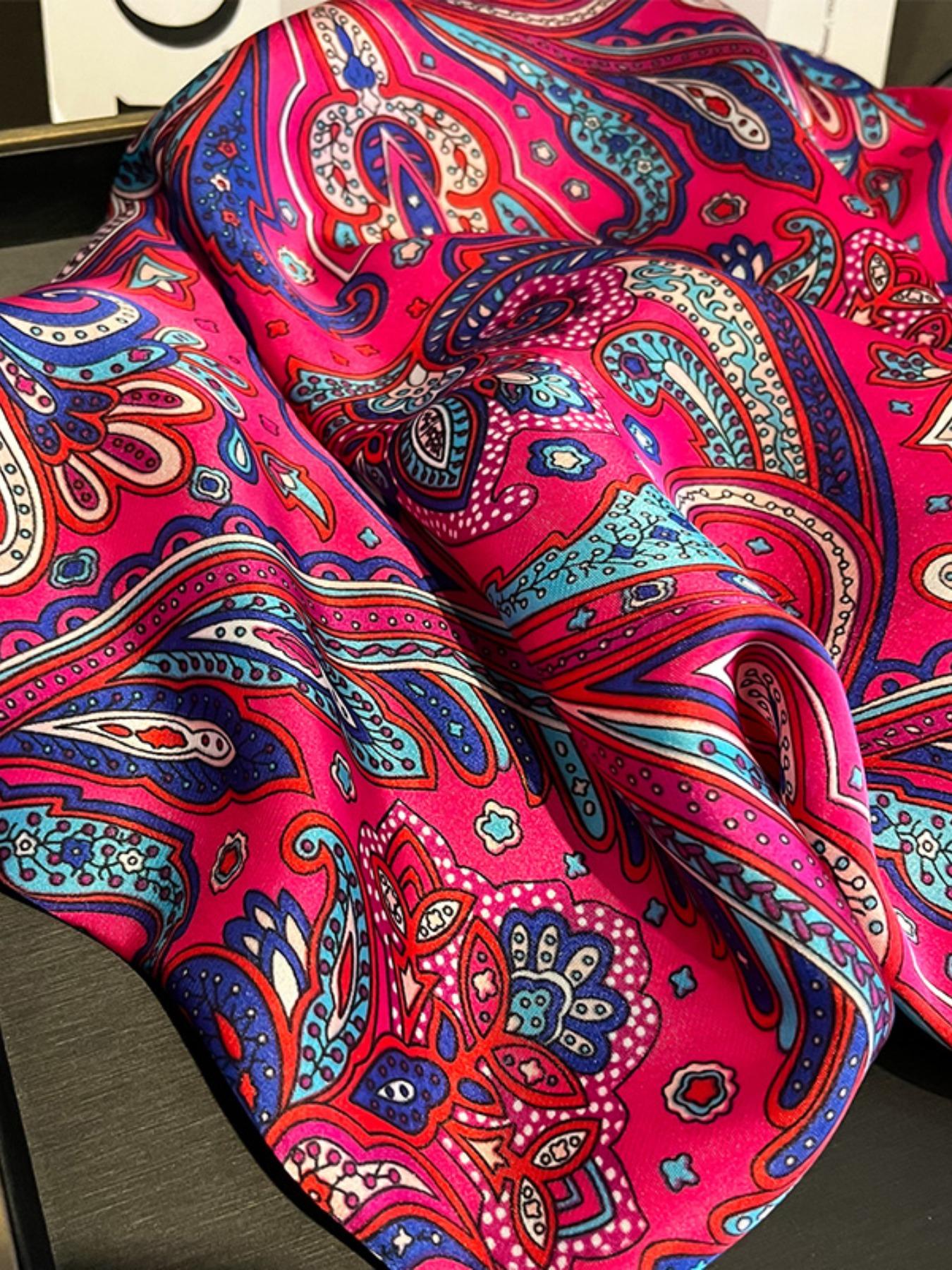 Women's Paisley Print Scarf, 27.6 Inches Square, Boho Style Headband, Accessory for All Seasons, Perfect Holiday Gift