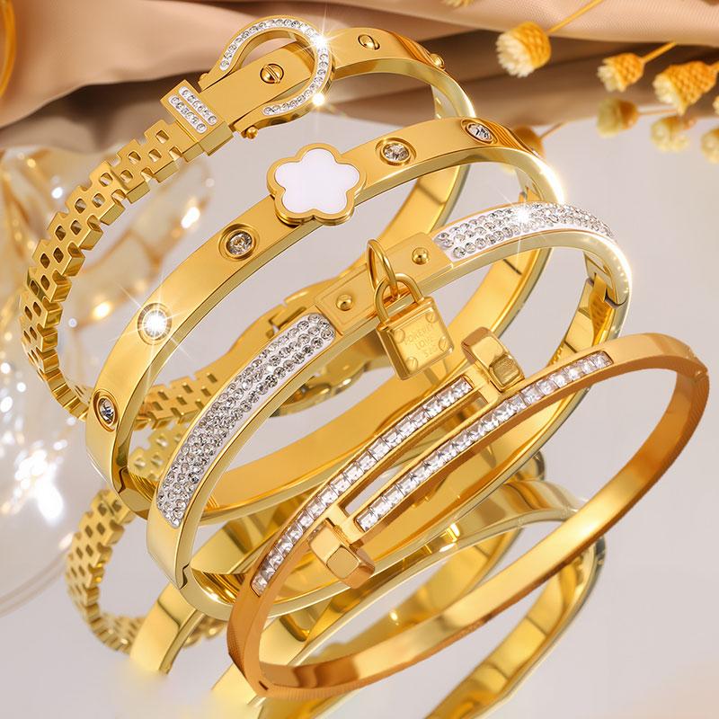 Elegant 4-piece Casual High Quality Bracelet Set, Stainless Steel Fashion Jewelry Accessory for Everyday, Vacation and Birthday Gifts, Fashionable Bracelet, Jewelry Gift, Stackable bracelets