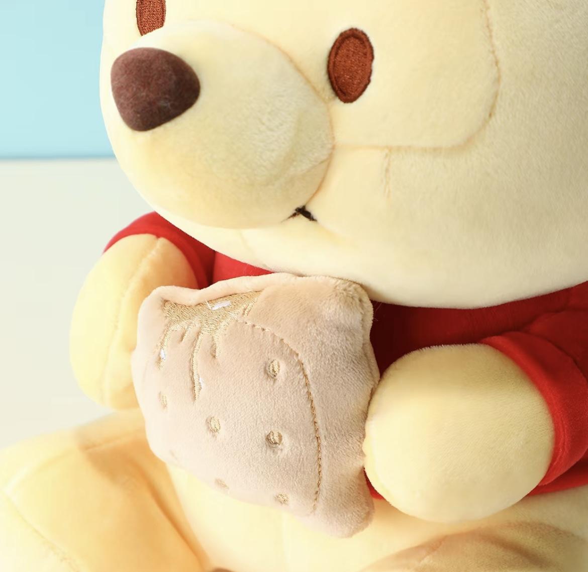 Disney Winnie the Pooh Stuffed Plush Doll - Sitting Style Holding Cookie, Soft Toy for Birthday Gifts & Room Decor