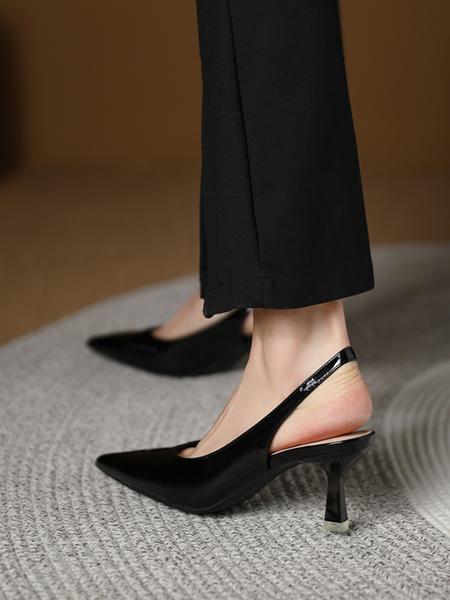 Summer Outfits 2024 Minimalist Temperament Pu Leather Slingback Pumps, Simple Design All-match Solid Color High Heels, Elegant Pointed Toe Slip on Shoes for Daily Work Office