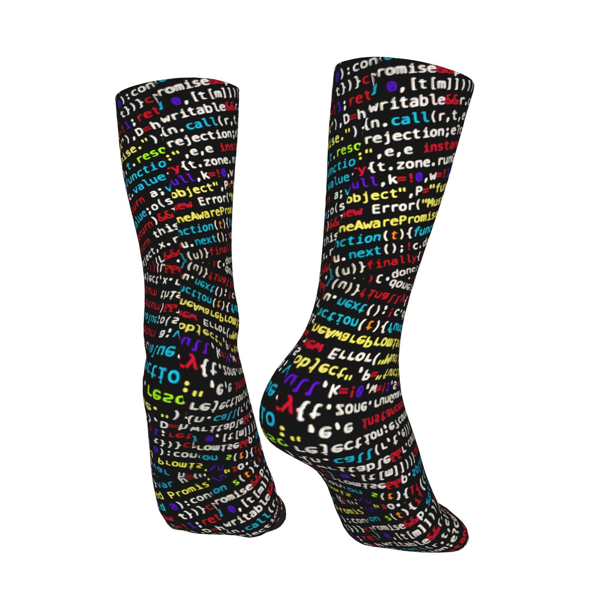 Men' Linux & Python Coding-Themed Full-Body Print Sock - Tech Gift for Programmers, Casual Wear for Conventions & Daily Use -