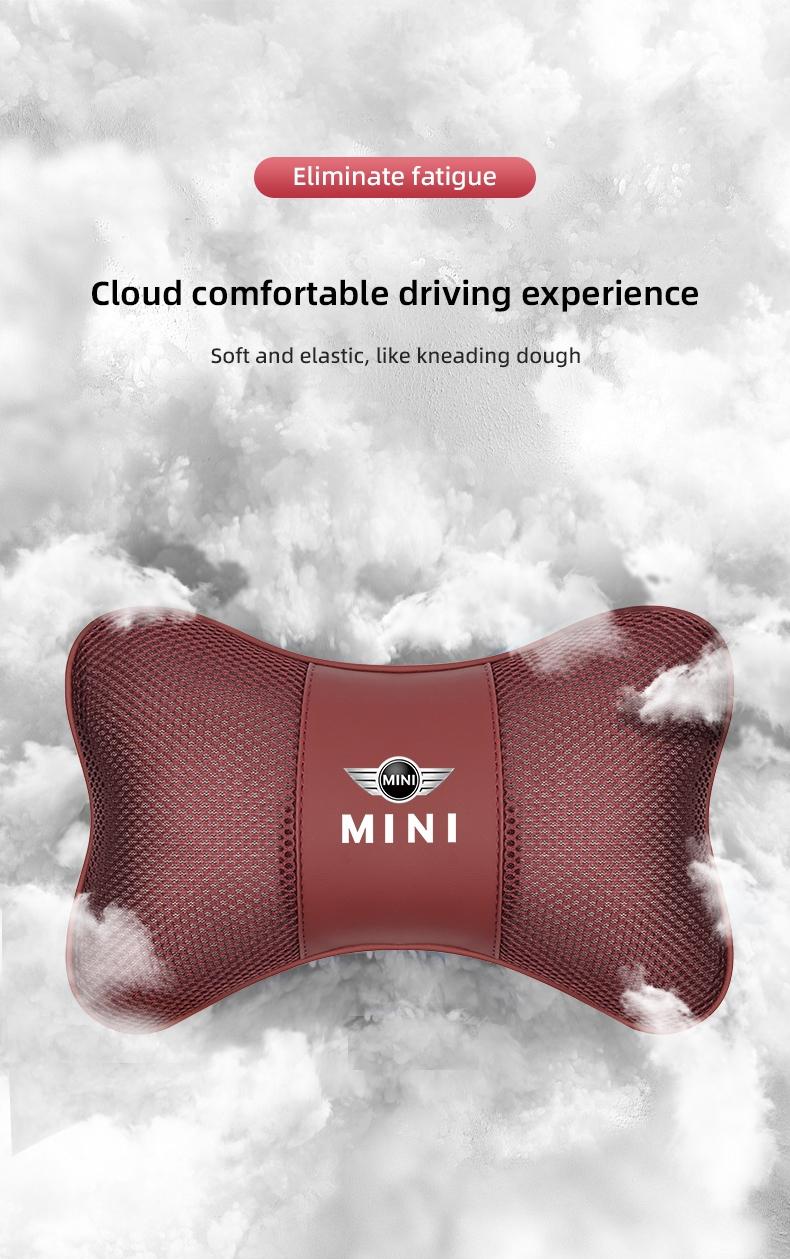 1Pcs Car Seat Headrest Ice Silk Neck Pillow Support Soft Pad For MINI One Cooper JCW Countryman Clubman Cabrio Paceman Coupe Roadster Clubvan