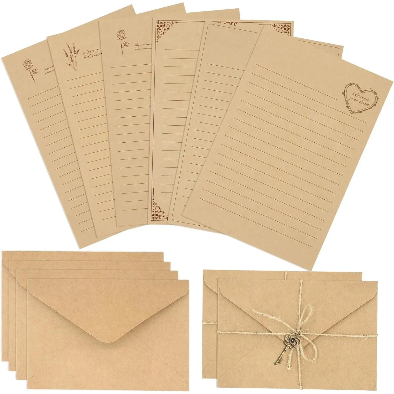 Vintage Stationery Set 72 PCS - 24 Writing Papers with 12 Matching Envelopes, Old Looking Stationary Kit for Letters and InvitationsGift