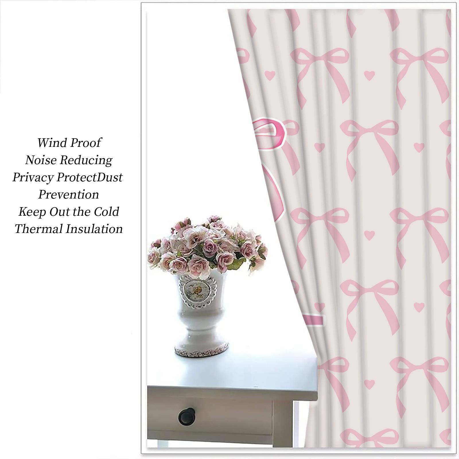 2Pcs Letter Printed Curtains, Pink Princess Style Home Decor, Soft Polyester Fabric, Blackout and Heat Insulation, with Metal Grommets, Ideal for Girls' Bedroom, Dorm and Living Room, Aesthetic Girly Decoration