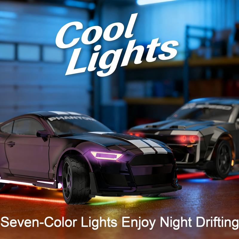 1:43 American Muscle RC Drift Car, RC Cars, Abs Alloy Precision Structure, 7 Color Lights, Type-C Charging, 30-Minute Battery Life, Ages 8+