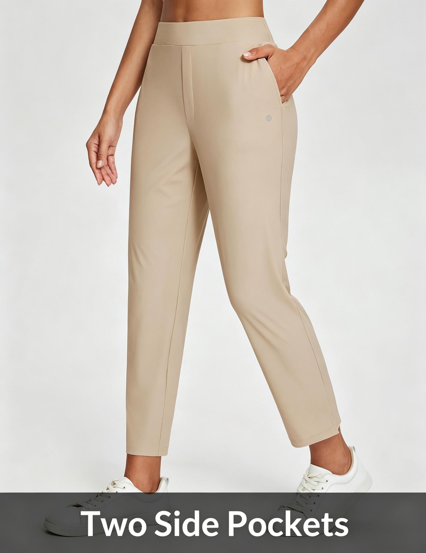 High Waist Slim Ankle Pants for Women, Quick Dry Stretch Work Pants with Zipper Pockets, Ideal for Golf, Travel & Business Casual High Waist Slim Ankle Pants for Women, Quick Dry Stretch Work Pants with Zipper Pockets, Ideal for Golf, Travel & Business Casual