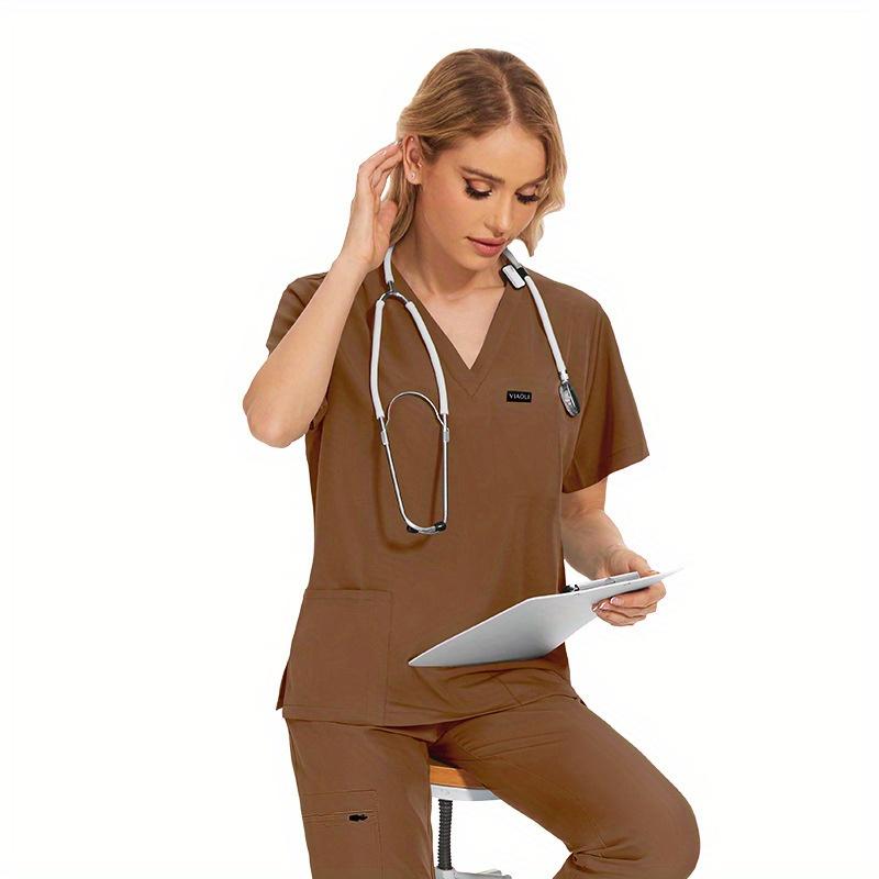 Unisex Uniforms Beauty Costume Women Nurse Doctor Set Clinic Workwear Pet Vet Tops Pants Comfortable Leisure Care Center Daily Practical Work Clothes Set
