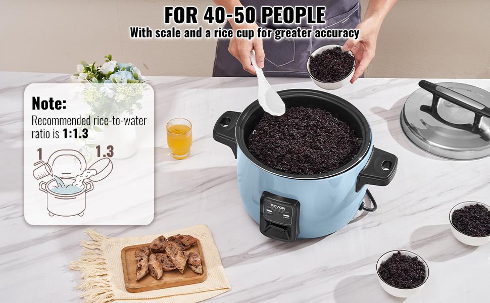 VEVOR Commercial Rice Cooker, 50-Cup Rice Cooker, 10.57 Qt/ 10 Liter Large Rice Cooker and Warmer with Nonstick Inner Pot, Fast Cooking and 24-Hour Keep Warm, with Rice Cup and Paddle, for Restaurant VEVOR Commercial Rice Cooker, 50-Cup Rice Cooker, 10.57 Qt/ 10 Liter Large Rice Cooker and Warmer with Nonstick Inner Pot, Fast Cooking and 24-Hour Keep Warm, with Rice Cup and Paddle, for Restaurant
