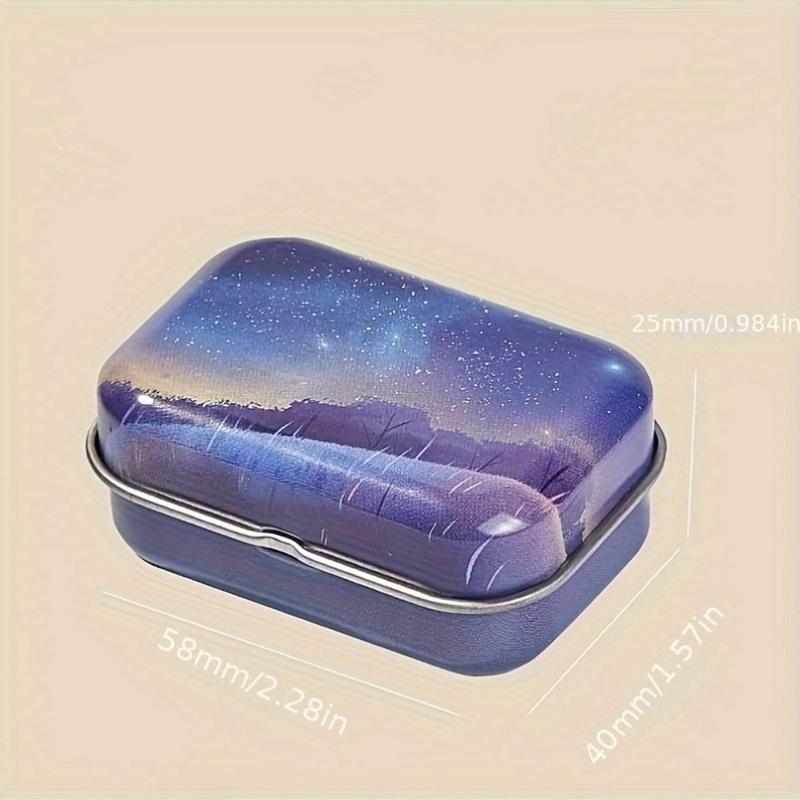 1 printed metal rectangular empty hinge jar-portable mini storage box, flip design, suitable for family storage-can be used for storing jewelry, handicrafts and gifts-is the perfect choice for sorting small objects and sewing supplies.