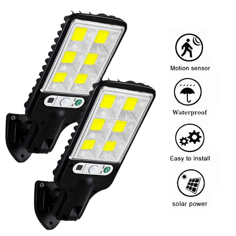 Led Solar Street Lights Outdoor, 4Packs 6000 Lumens 108COB LED Solar Powered Motion Sensor Wall Lamp - IP65 Waterproof with Remote Control, Durable Security Light for Outside Wall, Garden, Yard, Porch