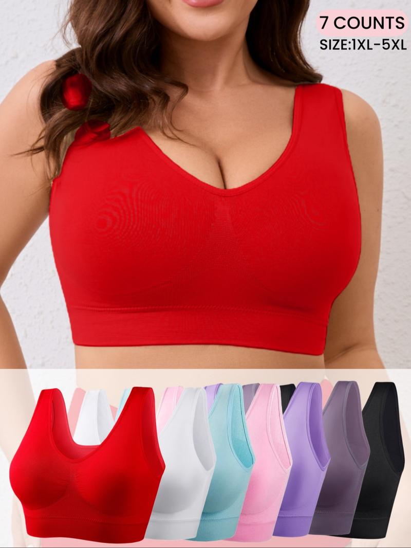 【Plus Size】 Women's Soft  Seamless Bra,Comfortable & Breathable Simple Basic Chest, No Padding,Lady Lingerie Casual Underwear Top,Soft Comfy Bra,Perfect For Daily Wear,All Seasons
