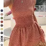 Women Sleeveless Round Neck Gingham Mini Dress, Smocked Bodice Tiered Ruffle Hem A-Line Short Dress, Slim Fit Flowy Skirt, Casual Versatile Summer Dress for Beach Vacation Daily Outings