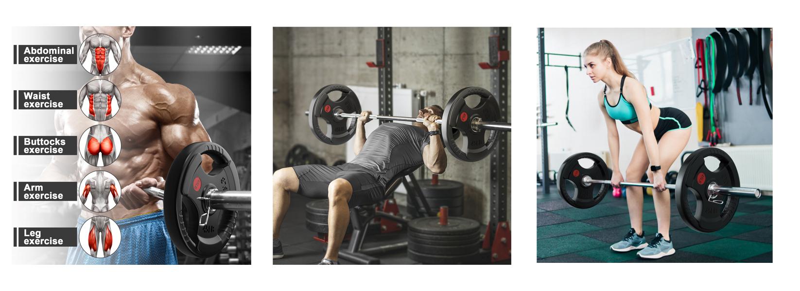 Bearbro Weight Plates 2 Inch Rubber Coated Olympic Weight Plate for Strength Training & Weightlifting in Home Gym, Solid Cast Iron Bumper Plates for Barbell