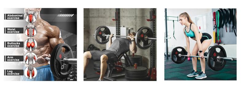 Bearbro Weight Plates 2 Inch Rubber Coated Olympic Weight Plate for Strength Training & Weightlifting in Home Gym, Solid Cast Iron Bumper Plates for Barbell