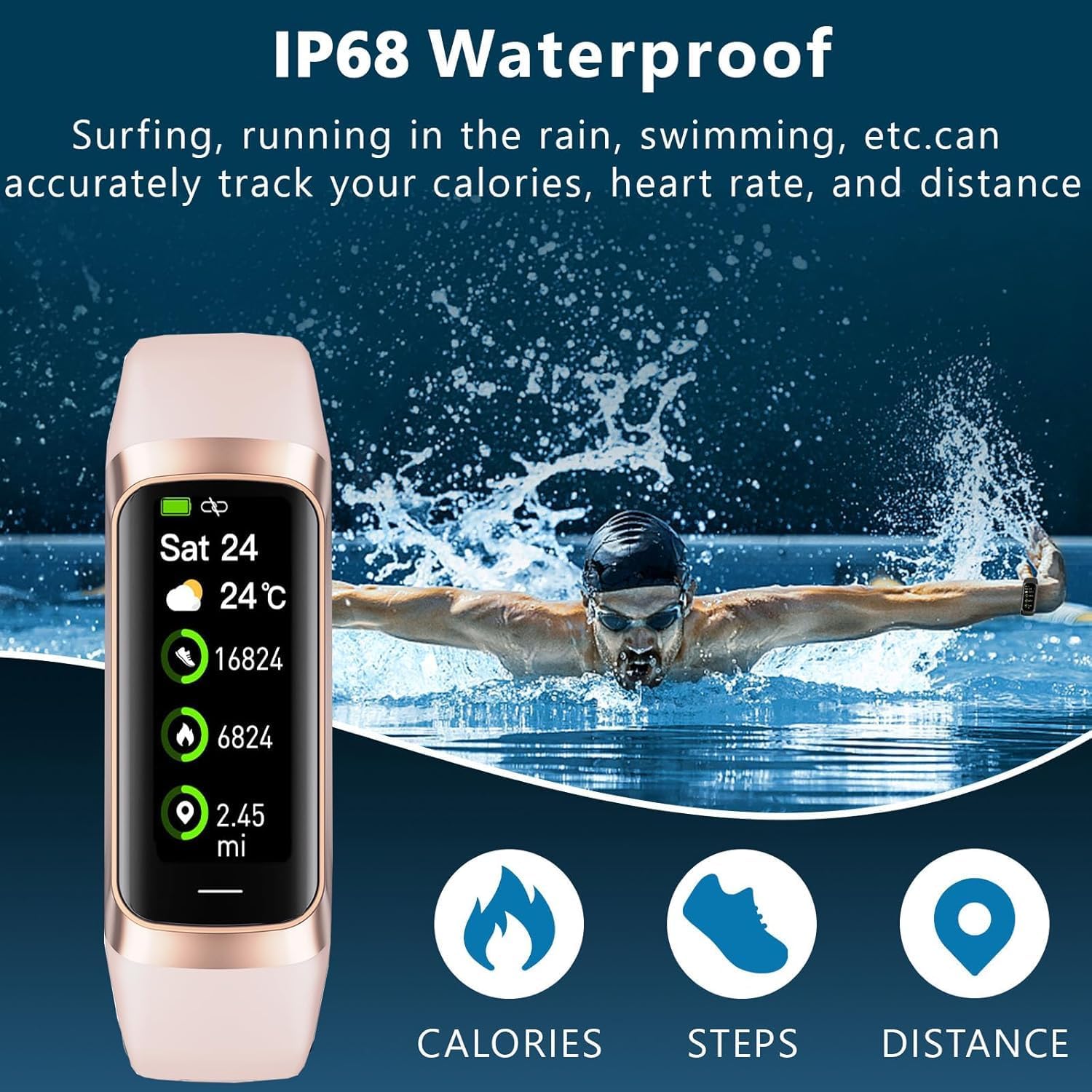 Pedometer waterproof smart wristband, suitable for men's and women's fitness, leisure smart wristbands, 25 sports mode watches, multifunctional watches, message notifications waterproof smart wristband for both men and women, the best gift for festivals