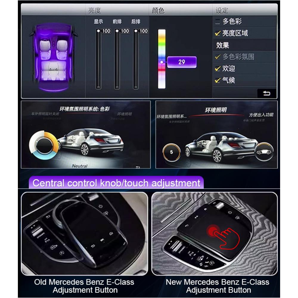 64 Colors RGB Factory-Match Special LED Turbine Air Vent Cover for Mercedes Benz E-Class (W213) - Vehicle Control, Automotive Atmosphere Lamp, Recessed Interior Decoration, Car Light Embellishments, Backlit Speaker Trim Panels, Gift for Boyfriend, Car Atm