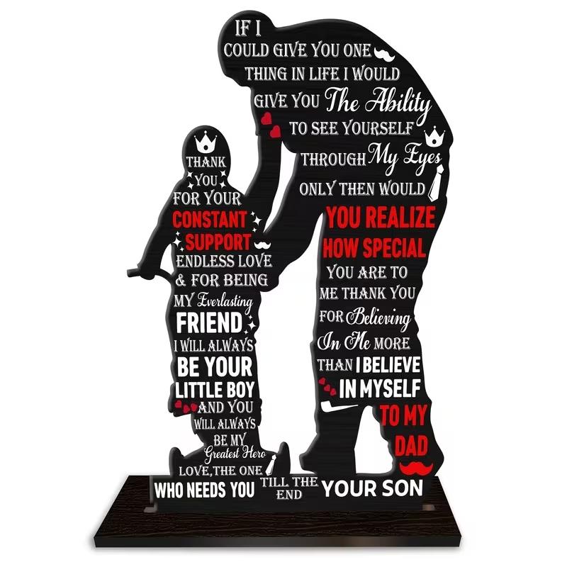 Wooden Plaque Gift for Dad, Son's Birthday or Father's Day Present, Cool Decorative Sign, Best Dad Decoration, 2D Plane Design